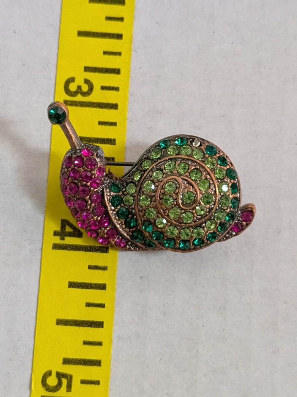 Pave Rhinestone Small Snail Slug Brooch Pin